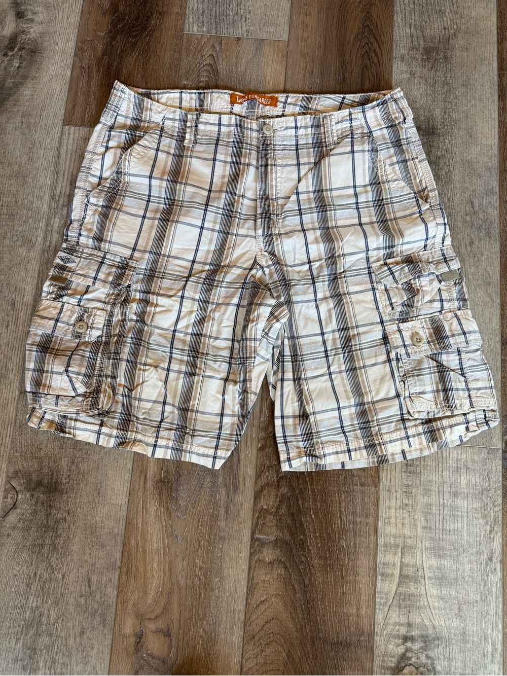 Lee Men's Plaid Cargo Shorts - Khaki and Navy